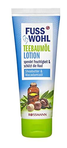 Teebaumöl Lotion - Fußpflege - Spendet Feuchttigkeit & Schützt die Haut - Mit Sheabutter und Macadamia Öl - 75 ml
