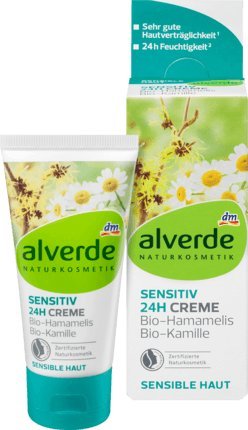 alverde NATURKOSMETIK Tagespflege sensitiv 24h-Creme Hamamelis Kamille, 50 ml