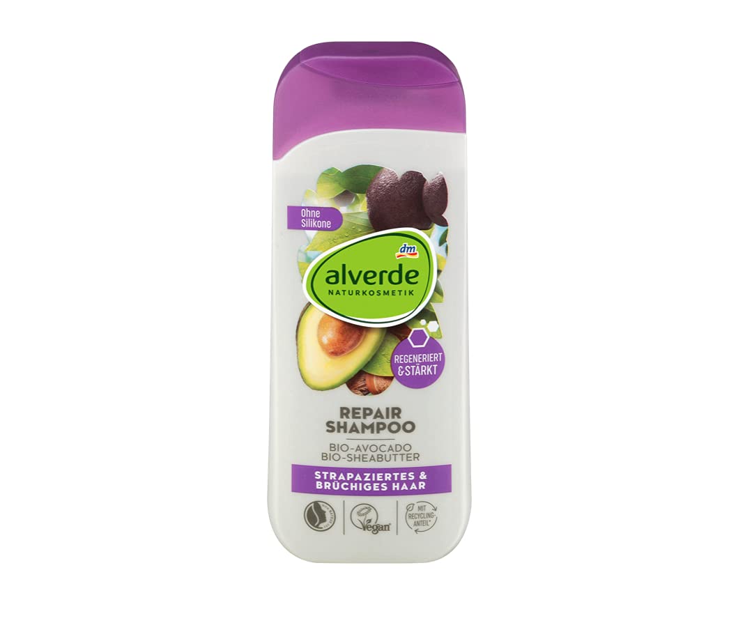 Atjaunojošs šampūns ar organisko avokado un organisko šī sviestu - Dabīgā kosmētika - Atjauno un stiprina - Bojātiem un trausliem matiem - 200 ml