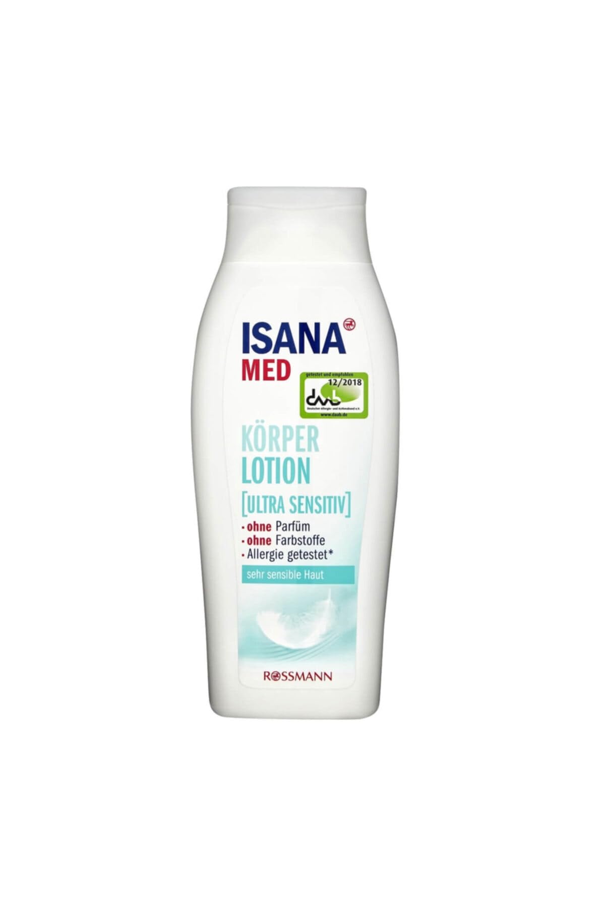 ISANA MED Körperlotion ultra sensitiv 250 ml für sehr sensible Haut, ohne Parfüm & Farbstoffe, hautfreundlich, vegan