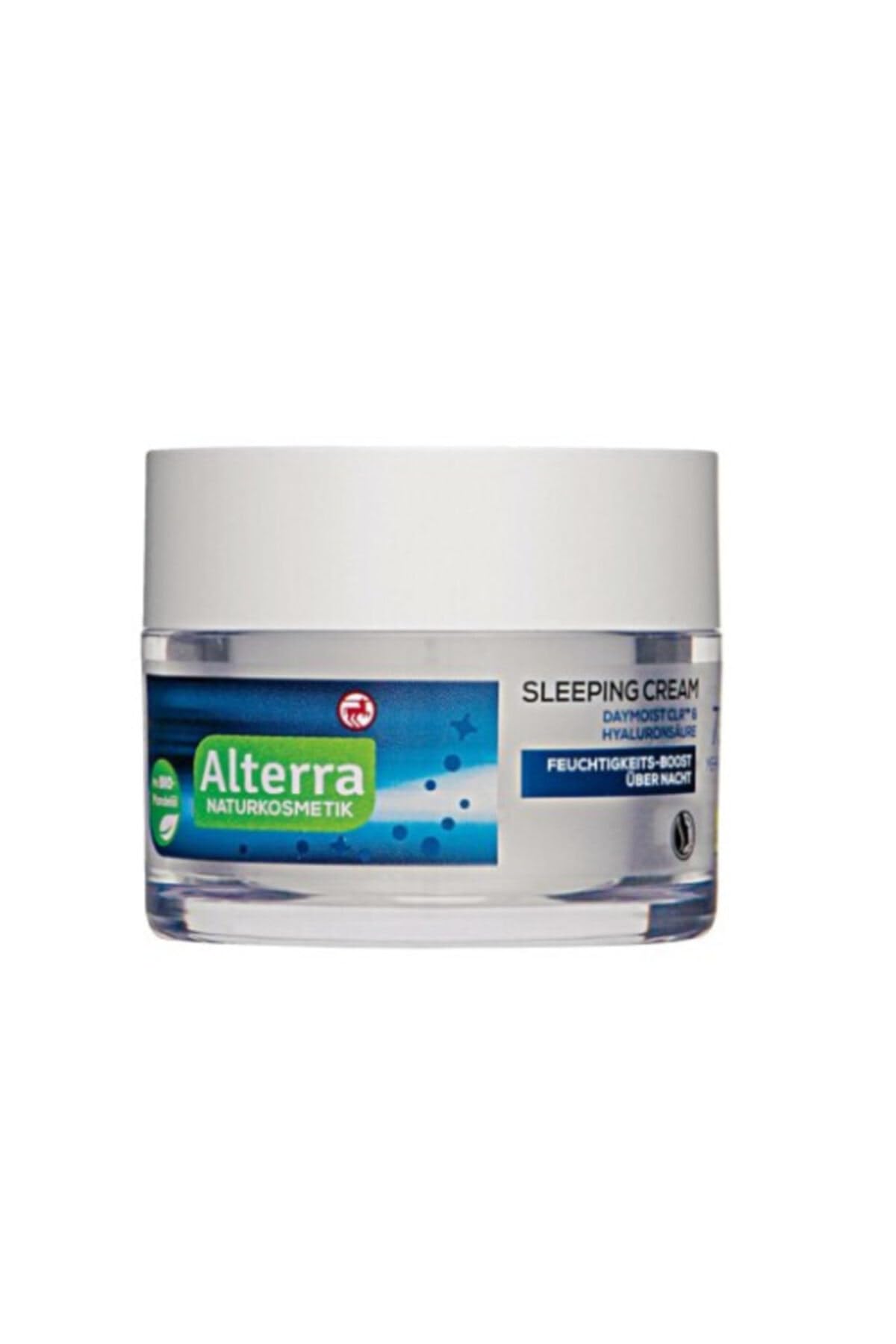 Alterra Sleeping Cream 50 ml für müde Haut, mit Bio-Mandelöl, Daymoist CLR & Hyaluronsäure, Feuchtigkeits-Boost über Nacht, zertifizierte Naturkosmetik, vegan