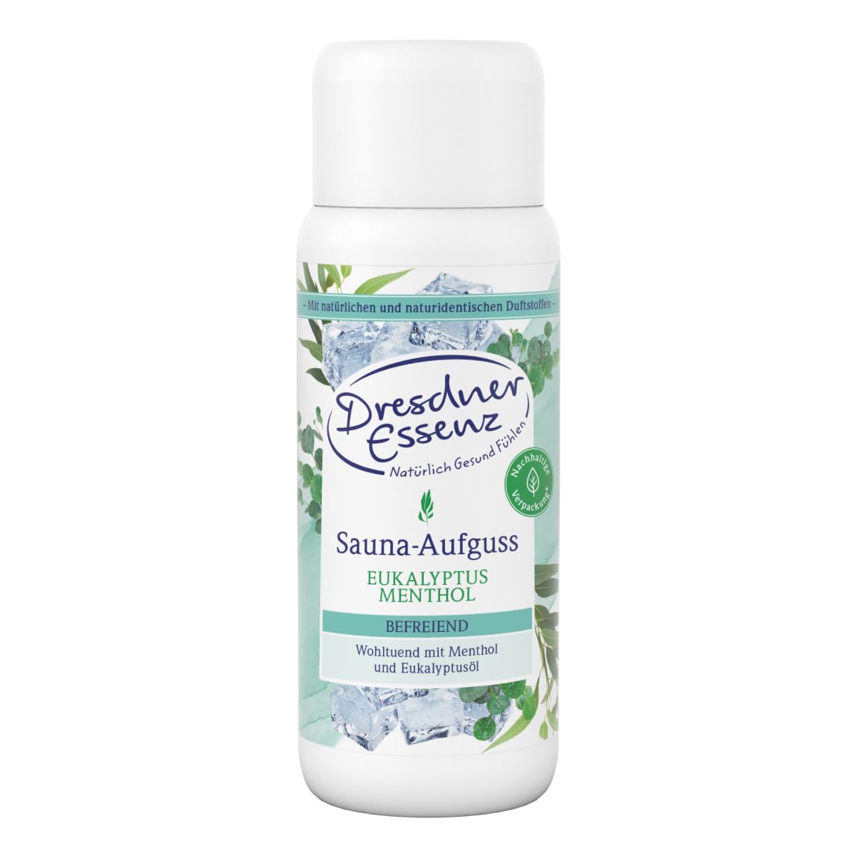 Dresdner Essenz Sauna-Aufguss Eukalyptus Menthol 250 ml | erfrischende Sauna mit Menthol- und Eukalyptusöl | befreiend und wohltuend für die Atemwege | vegan