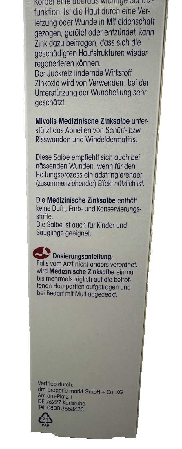 Mivolis Zinksalbe, Unterstützt die Wundheilung, Neu, 1x100ml