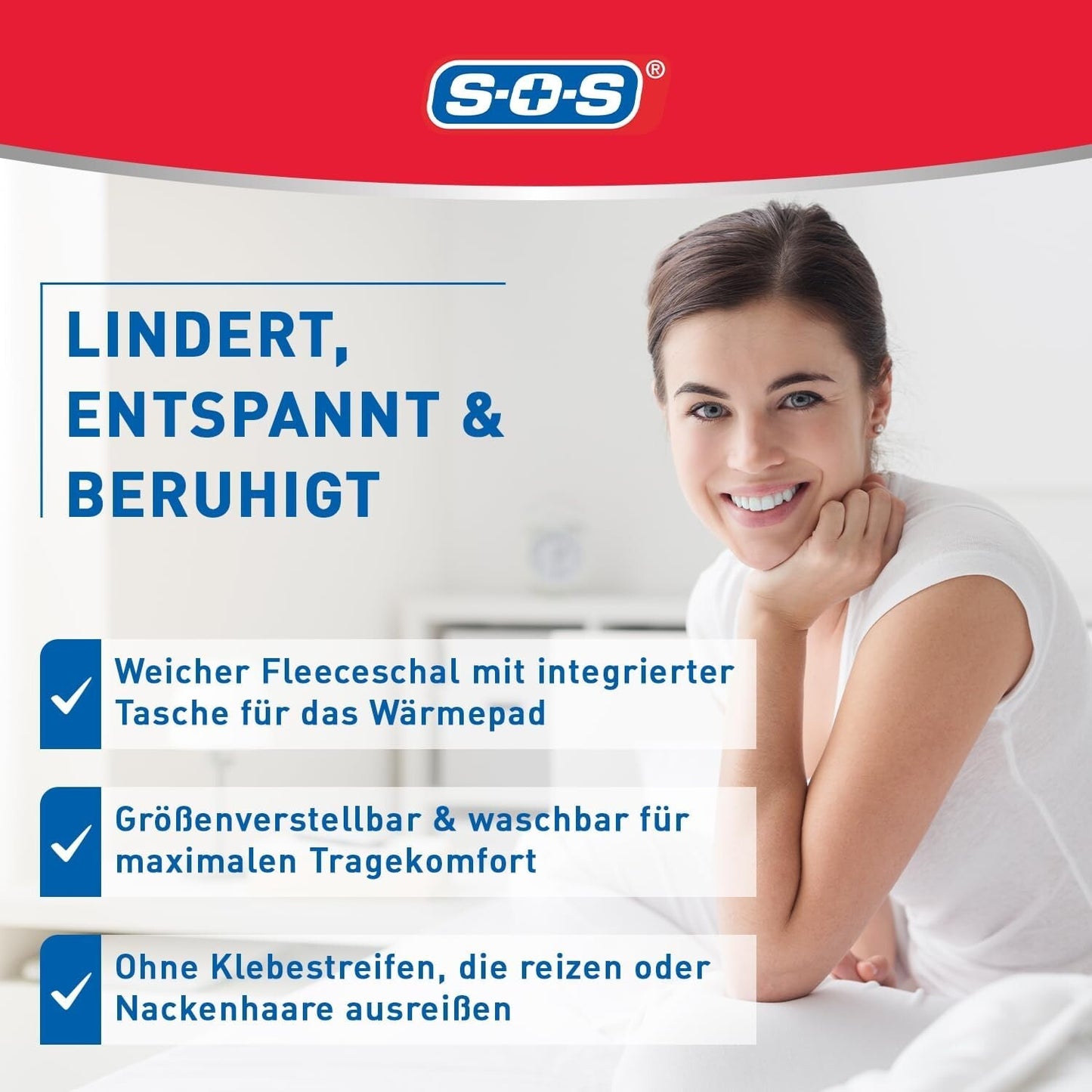 SOS Nackenwärmer, zur Schmerzlinderung im Hals-Nackenbereich, 1x Schal + 3x Pads