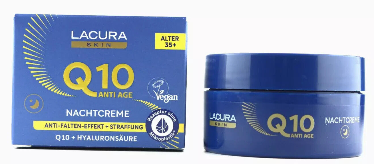 Lacura Skin Q10 pretnovecošanās nakts krēms, vecums 35+, sejai, kaklam, jauns un iesaiņots iepakojumā