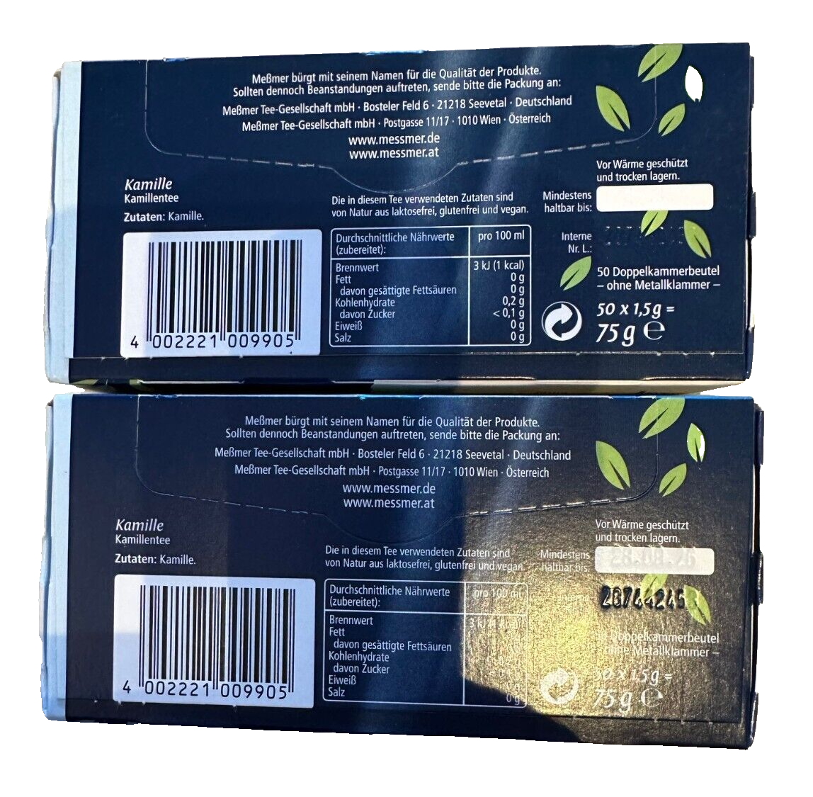 Meßmer Tee Kamille, 2x Großpackungen (2x50 Beutel), neu&ovp