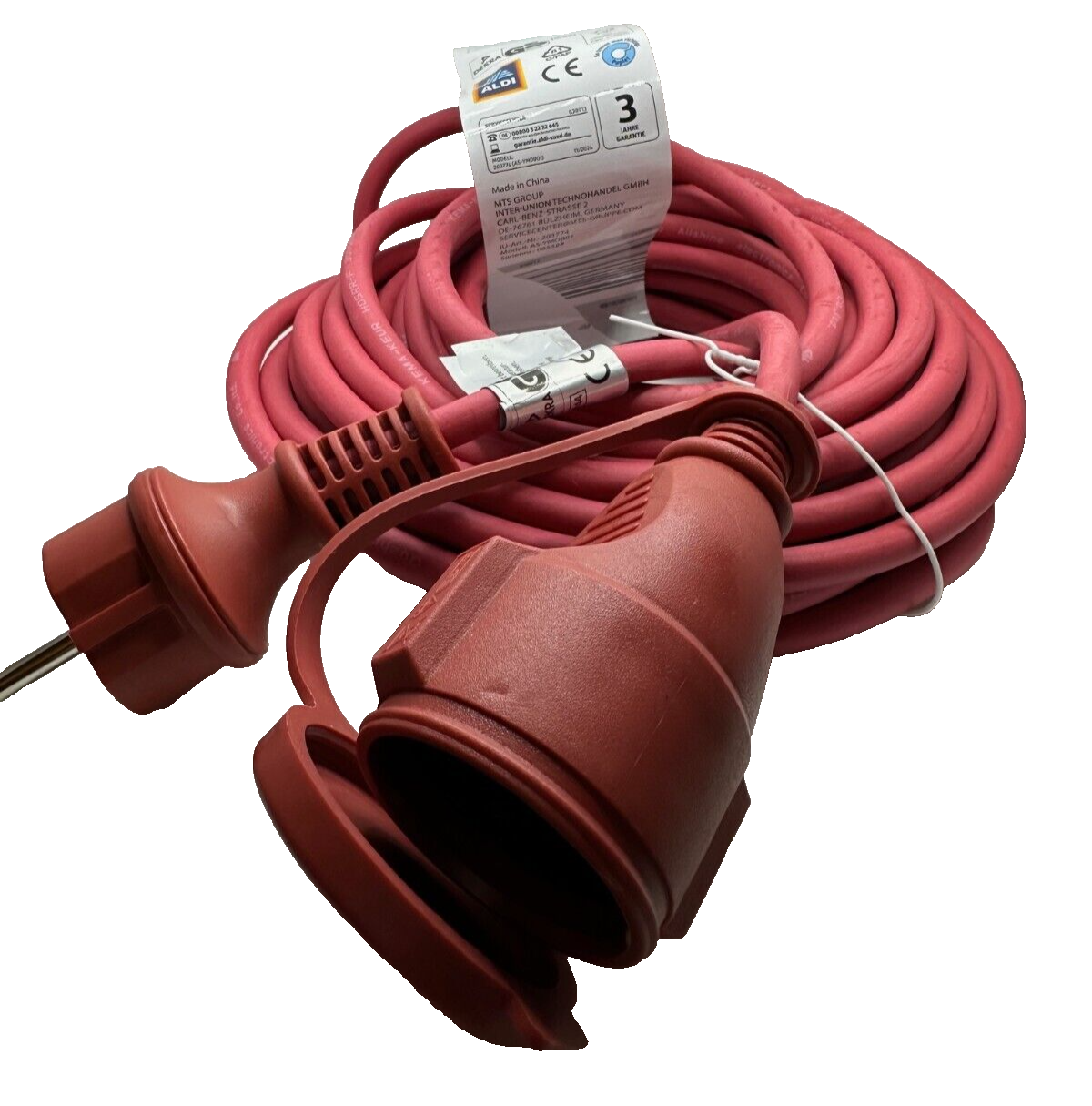 WORKZONE Gummi Verlängerungskabel, Außen Stromkabel, 10m, IP44, H05RR-F 3G, Neu