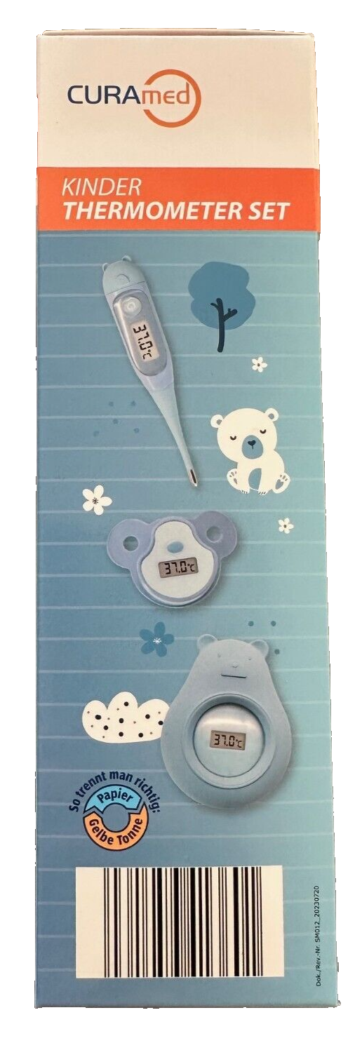 Curamed Kinder Thermometer Set, 3 teilig, mit Aufbewahrungstasche, neu&ovp