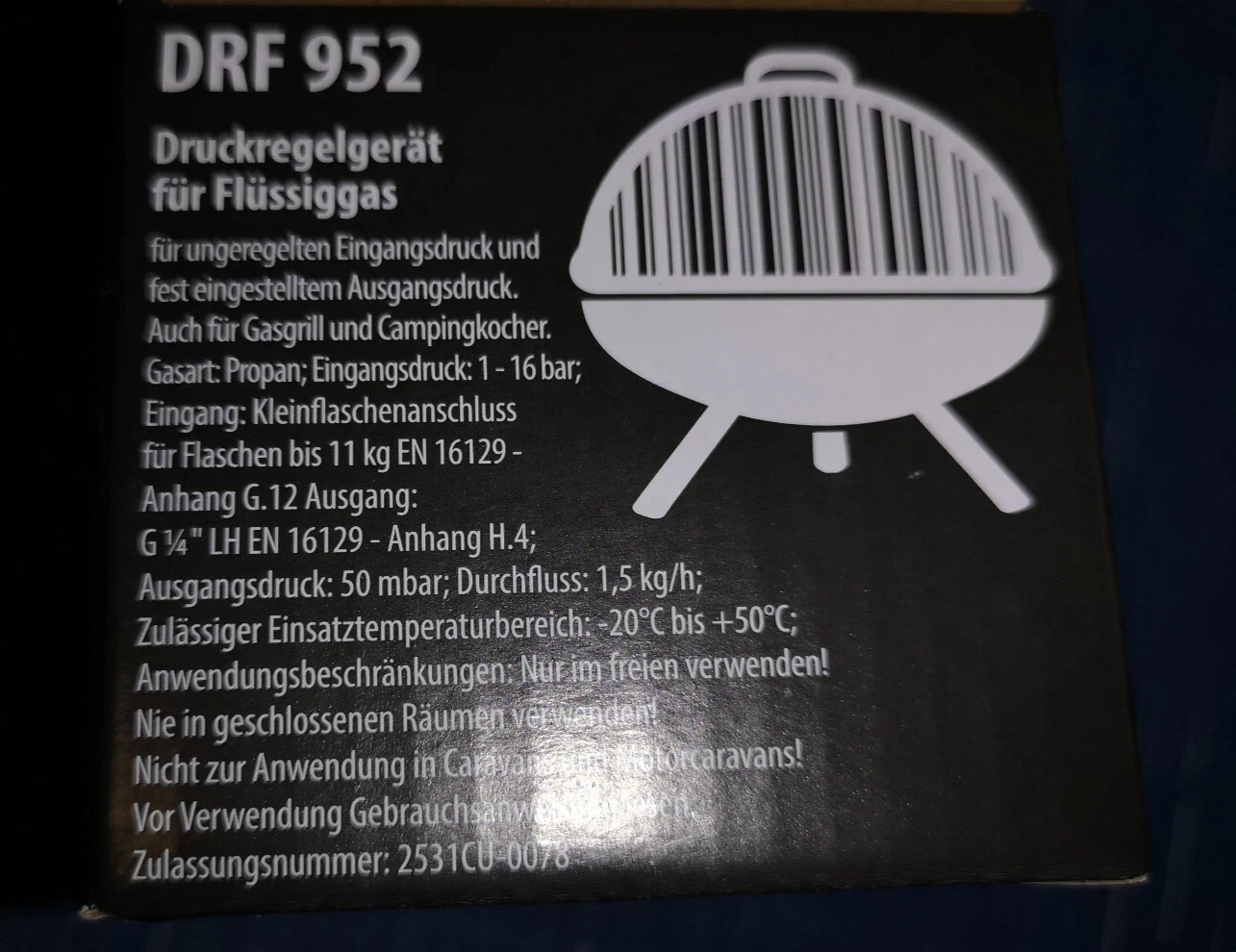 BBQ Gasdruckregler 50mBar, Strömungswächter, Drehbare Füllstandsanzeige, neu&ovp