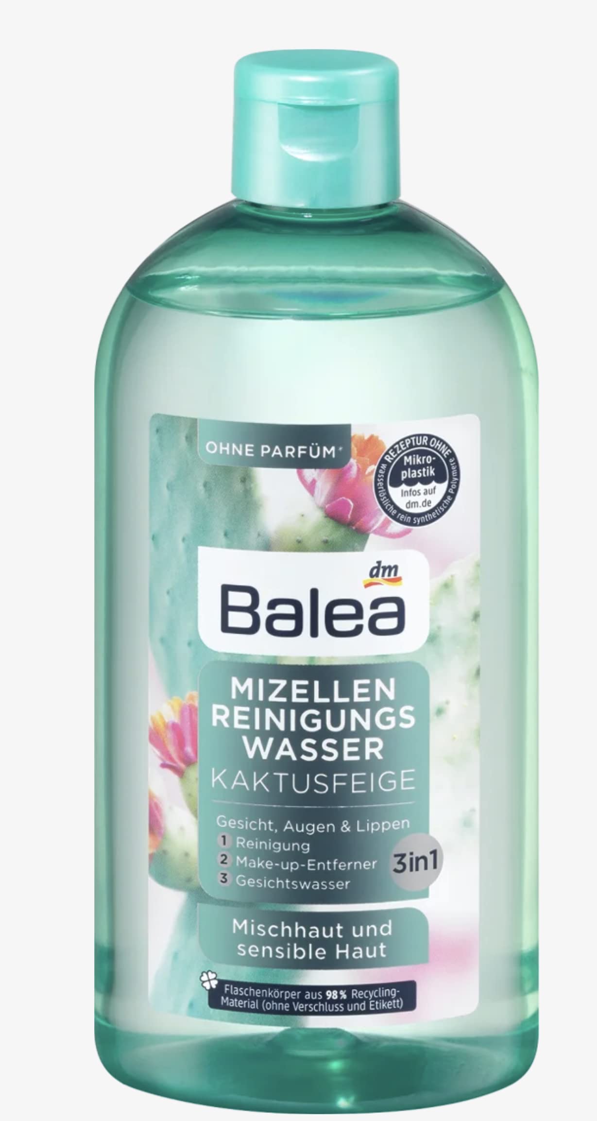 Balea Mizellen-Reinigungswasser Kaktusfeige für Mischhaut und sensible Haut, 3 in 1