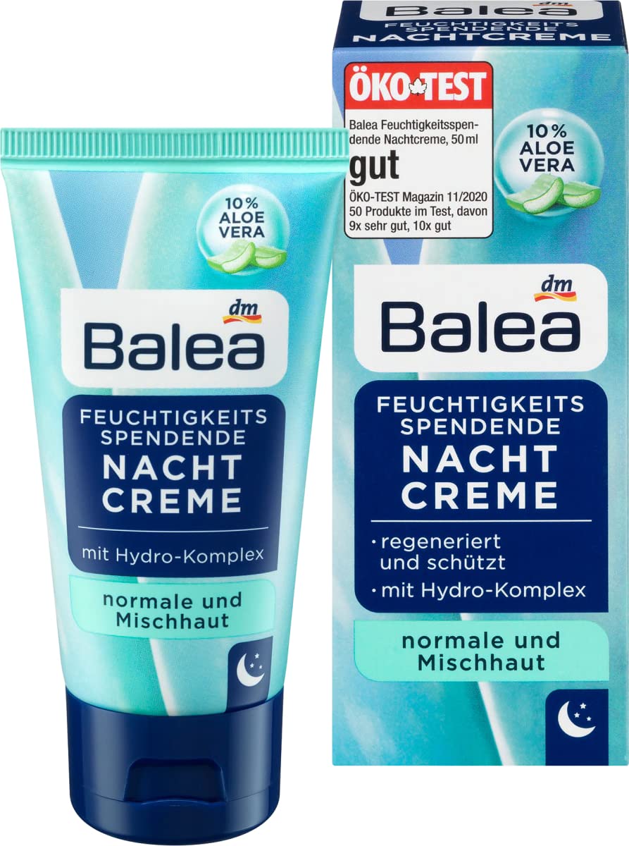 Balea Nachtcreme Feuchtigkeitsspendend, normale und Mischhaut, 50 ml