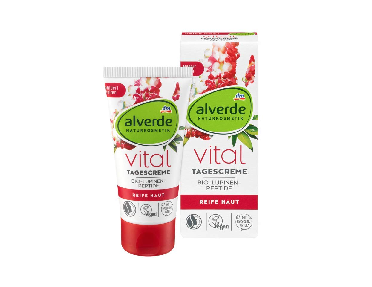 alverde NATURKOSMETIK Tagespflege Vital Lupinen-Peptide, 1 x 50 ml