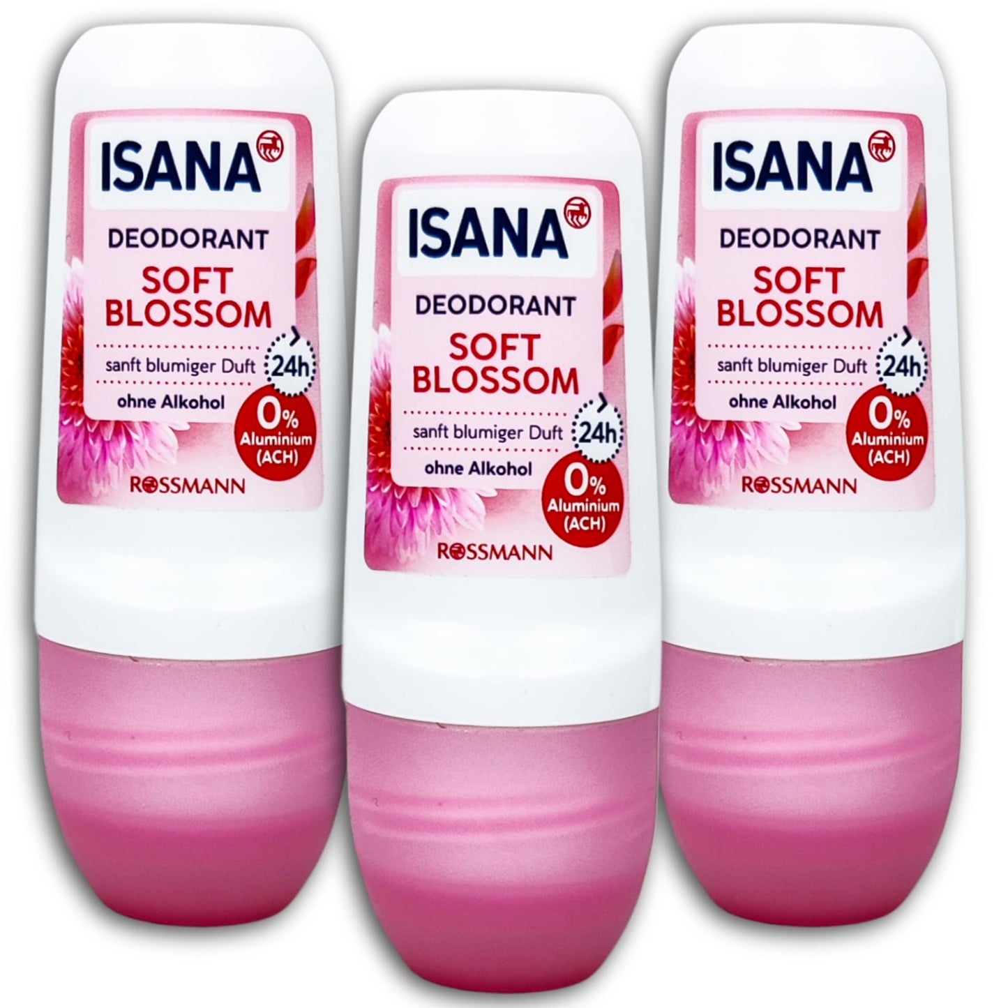 ISANA Deodorant Roll-on Soft Blossom Deoroller Deo 3 x 50ml (3er Pack)