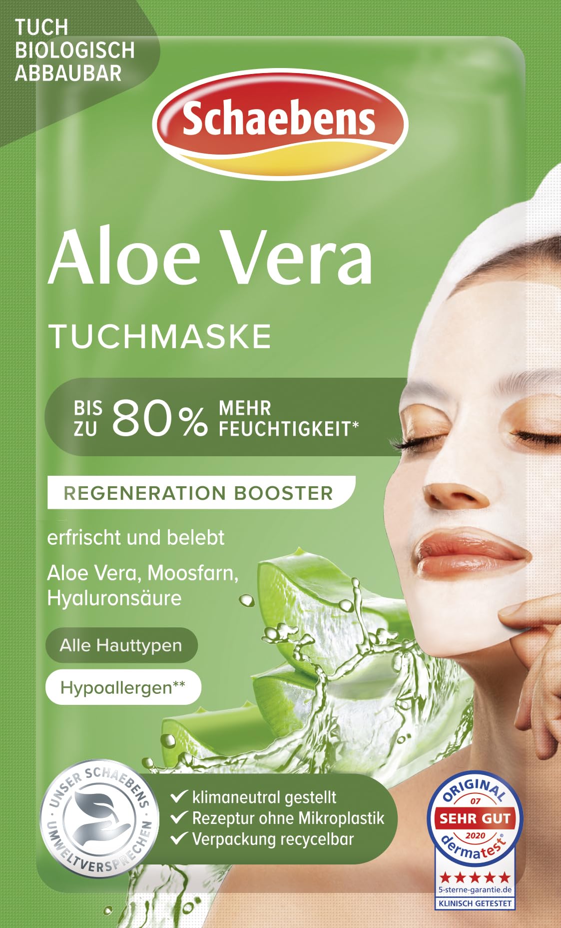 Schaebens Aloe Vera Tuchmaske, 21 g