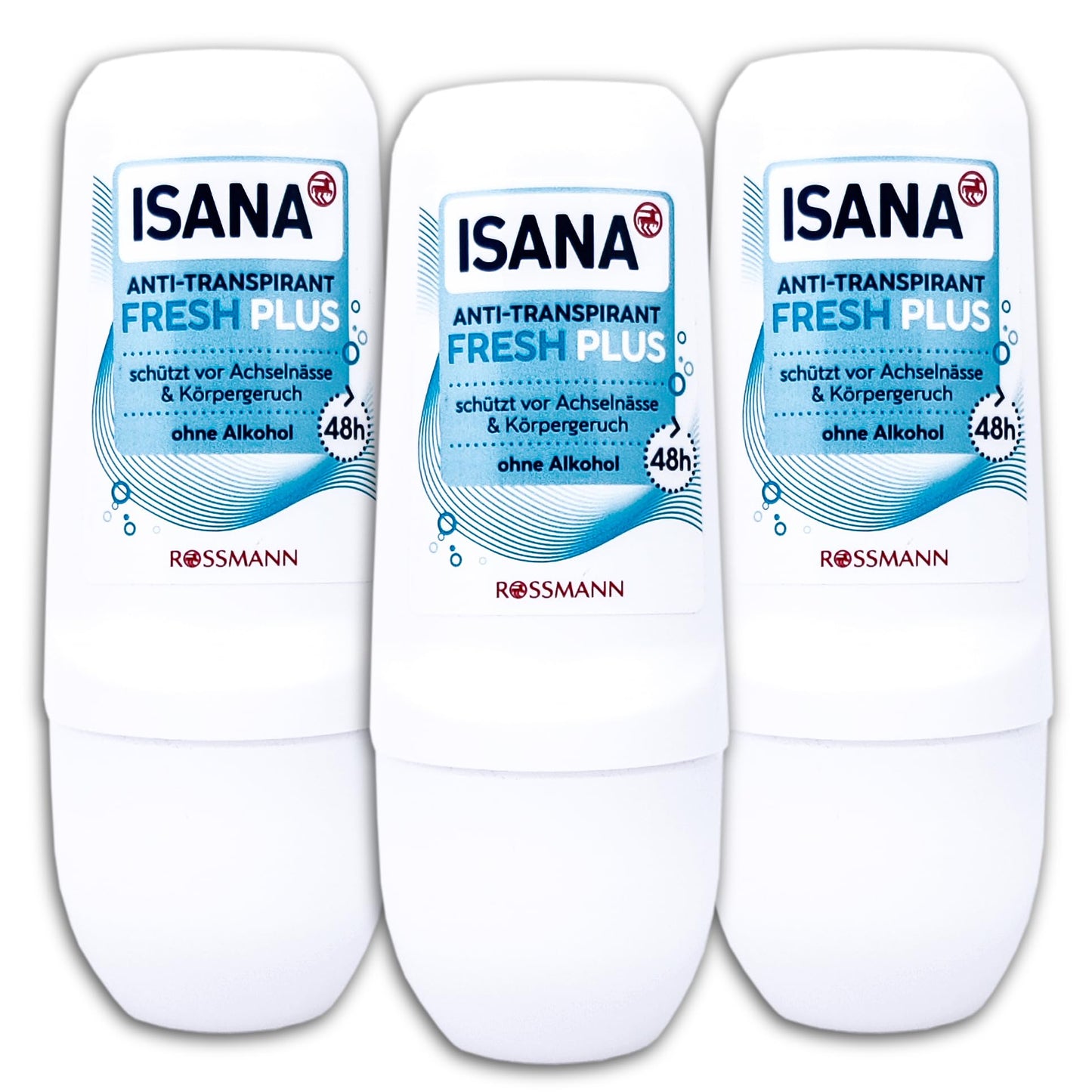 3 er Pack ISANA Anti-Transpirant Roll-on Fresh Plus Deoroller 3 x 50 ml