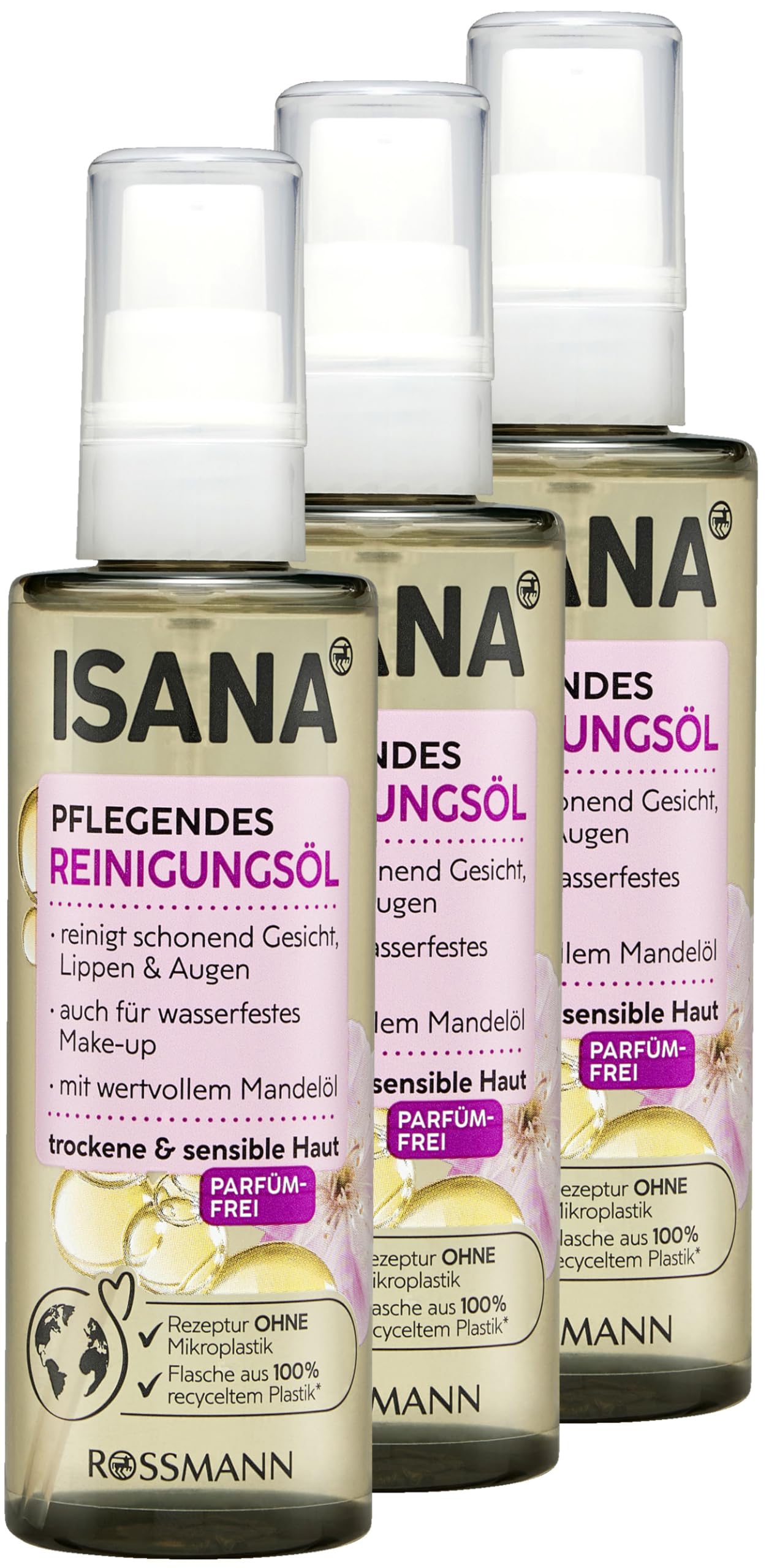 ISANA Pflegendes Reinigungsöl, 100 ml Flasche (3, 3er Pack (3x 100 ml Flaschen))