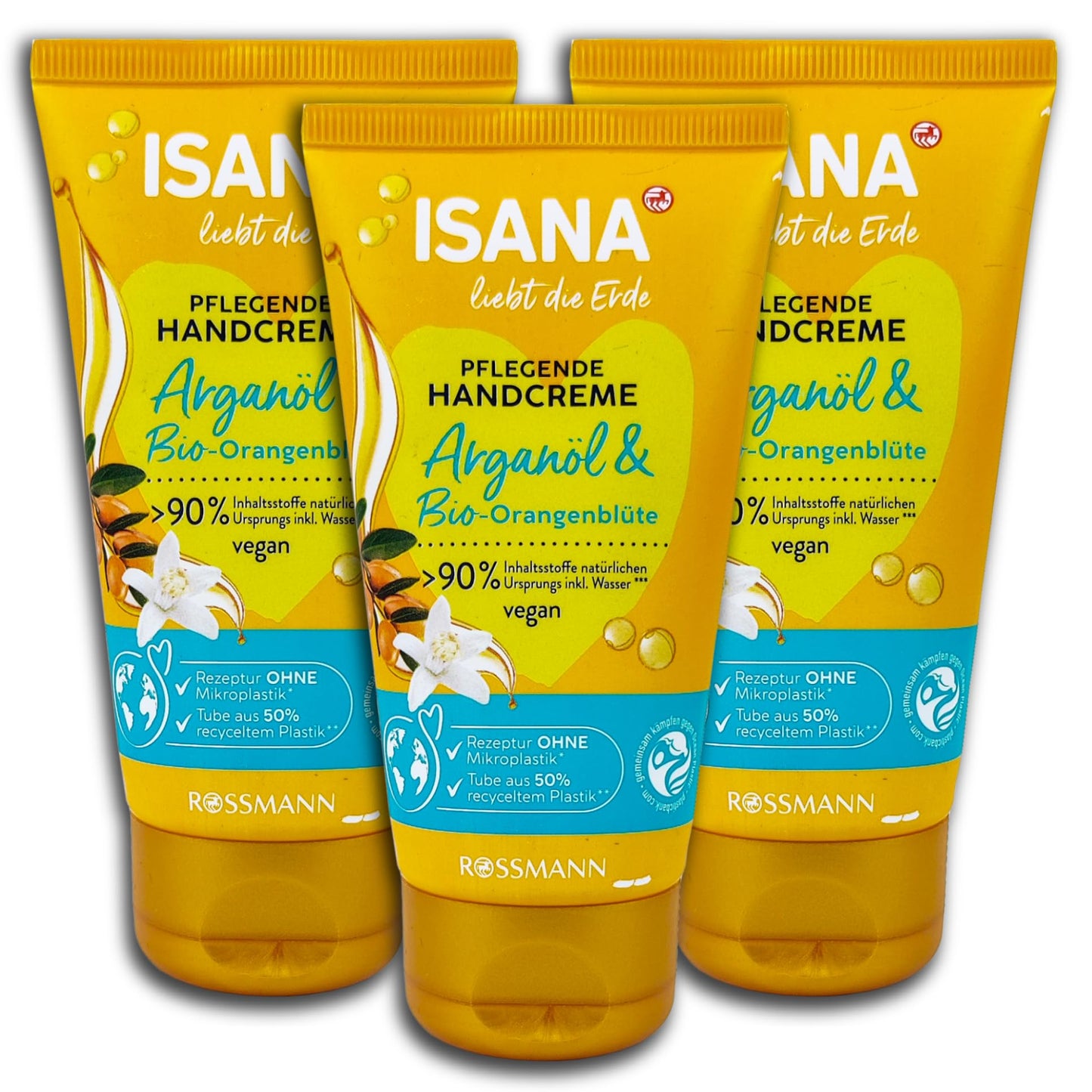 3 er Pack ISANA liebt die Erde Handcreme Arganöl 3 x 75 ml
