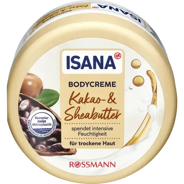 Isana Body Creme Kakao- & Sheabutter, Für trockene Haut, Pflegende Feuchtigkeitscreme, 500 ml