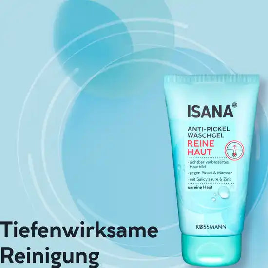 Isana Reine Haut Anti-Pickel Waschgel, intensive Tiefenreinigung, sichtbar verbessertes Hautbild, mit Salicylsäure und Zink, 150 ml