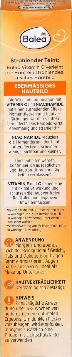BALEA dunkle Flecken Aufheller, wirksam gegen Pigmentflecken mit Vitamin C, 50ml