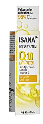 Isana Q10 Anti-Falten Intensiv Serum - Anti-Age Protect-Complex - Mit Vitamin E - Faltentiefenreduktion bei 95% der Testerinnen - 30 ml