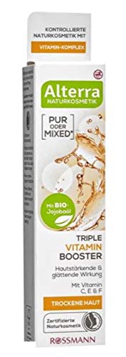 Triple Vitamin Booster - Serum für Gesicht mit Bio-Jojobaöl, Vitamin C, E & F - Naturkosmetik - für trockene Haut -15 ml