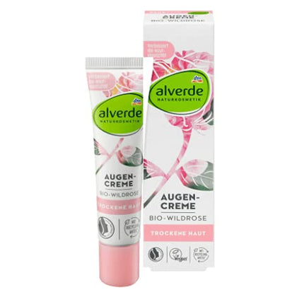 alverde DABĪGĀ KOSMĒTIKA Savvaļas rožu acu krēms, 15 ml, vegāns un bez minerāleļļām un gēnu inženierijas