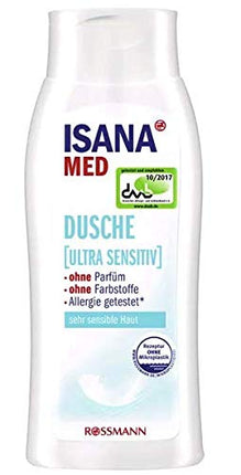 ISANA MED īpaši jutīgai ādai paredzēta dušas želeja - bez smaržvielām - bez krāsvielām - alerģijas tests - 250 ml