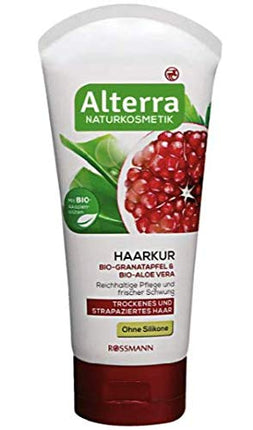 Matu kopšanas līdzeklis ar organisko granātābolu un organisko alveju - Alterra Natural Cosmetics - Sausiem un bojātiem matiem - 150 ml