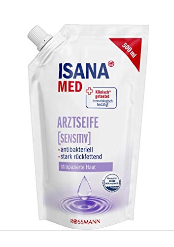 ISANA jutīgās medicīniskās ziepes ar uzpildāmu iepakojumu, 500 ml