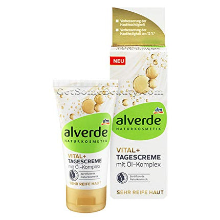 alverde DABĪGĀ KOSMĒTIKA Vital+ dienas krēms ar eļļu kompleksu, 50 ml