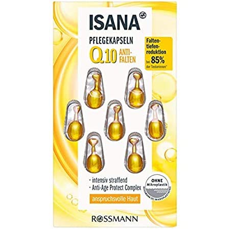 ISANA Q10 Anti-Falten Pflegekapseln -reduziert die Faltentiefe - intensiv straffend - mit Anti-Age Protect Complex - 2 x 7 = 14 Kapseln