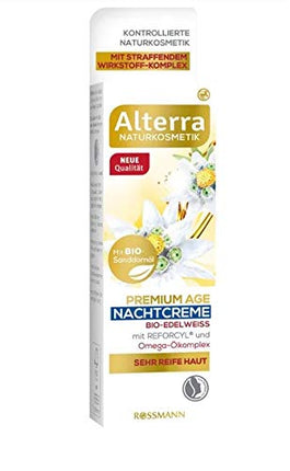 Alterra nakts krēms Premium Age organiskajam edelveisam 50 ml