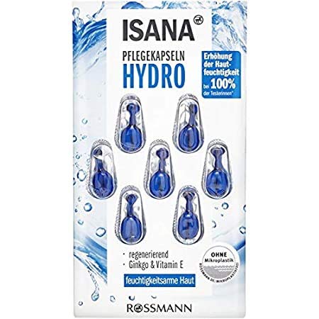 ISANA Hydro Care kapsulas - palielina ādas mitrumu - reģenerējošas - ar ginkgo un E vitamīnu - 2 x 7 = 14 kapsulas