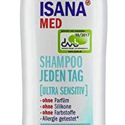 شامبو ISANA MED اليومي (للبشرة شديدة الحساسية) - خالٍ من العطور والصبغات والسيليكون - محايد لدرجة الحموضة للبشرة - 200 مل