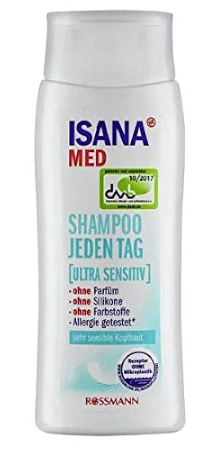 ISANA MED Shampoo Jeden Tag (Ultra Sensitiv) - ohne Parfüm - ohne Farbstoffe - silikonfrei - pH-Hautneutral - 200 ml
