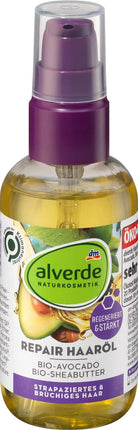 alverde NATURAL COSMETICS Hair Oil Repair Organic Avocado, Organic Shea Butter, 75 ml