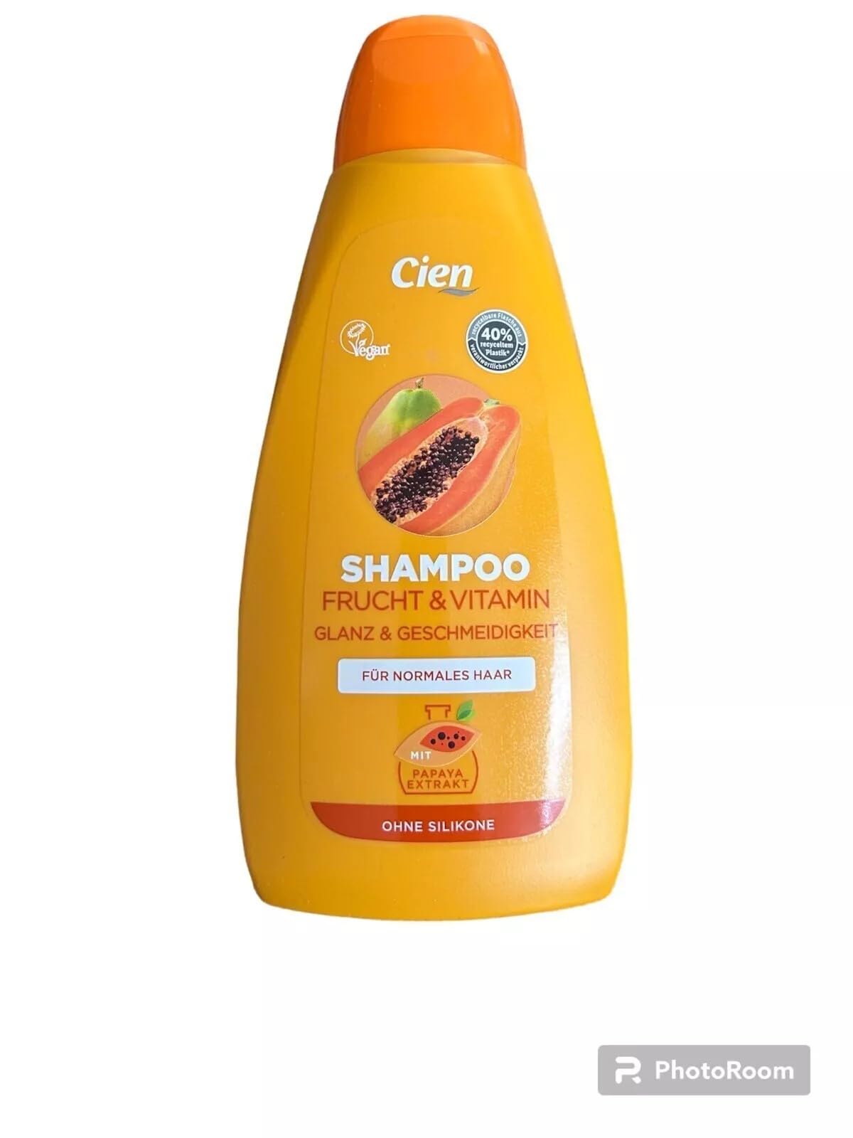 Cien Tag für Tag Shampoo, Frucht & Vitamin, Power & Volumen, Für normales Haar, ohne Silikone, Vegan, 500 ml
