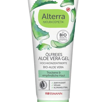 Alterra Aloe Vera-Gel Bio-Aloe Vera & Bio-Quitte 50 ml für trockene & empfindliche Haut, mit Bio-Quitte, spendet Feuchtigkeit & wirkt hautberuhigend, zertifizierte Naturkosmetik, vegan