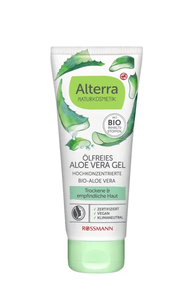Alterra Aloe Vera-Gel Bio-Aloe Vera & Bio-Quitte 50 ml für trockene & empfindliche Haut, mit Bio-Quitte, spendet Feuchtigkeit & wirkt hautberuhigend, zertifizierte Naturkosmetik, vegan