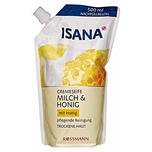 ISANA Cremeseife Milch & Honig Nachfüllbeutel, 500 ml