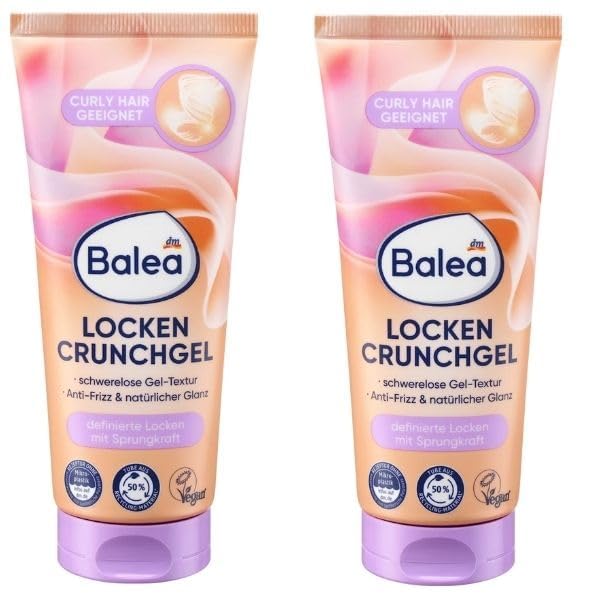 Balea Curl Crunch Gel, vieglā gēla tekstūra, pret spurošanos, piemērots cirtainiem matiem, bez silikona, 2 x 100 ml