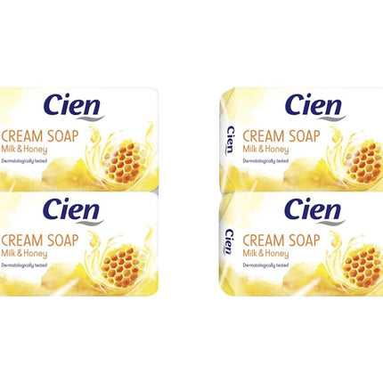 Cien Cremeseife Milch und Honig mit Mandelöl, ohne Mikroplastik, 4er-Pack, 4 x 150 g (= 600 g)