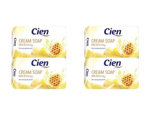 Cien Cremeseife Milch und Honig mit Mandelöl, ohne Mikroplastik, 4er-Pack, 4 x 150 g (= 600 g)