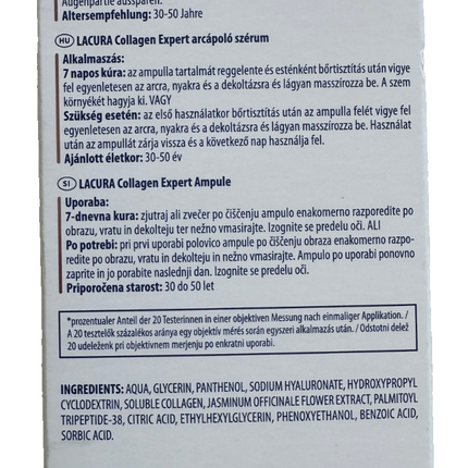 Lacura Skin Collagen Expert sejas ampulas, pretgrumbu līdzeklis, 7x2 ml, jaunas un aizzīmogotas