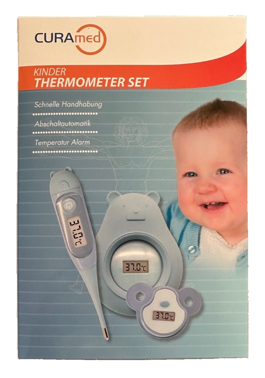 Curamed Kinder Thermometer Set, 3 teilig, mit Aufbewahrungstasche, neu&ovp