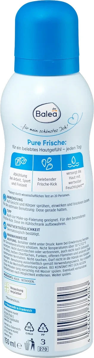 Balea Aqua ūdens aerosols, sejas toneris, 150ml, jauns un iesaiņots iepakojumā