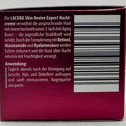LACURA Skin Revive Expert nakts krēms, trīskāršs pretnovecošanās efekts, 50ml, JAUNS UN IZLIETOTS