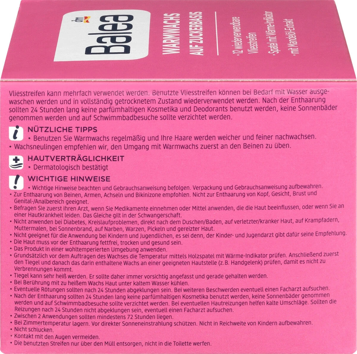 Balea Warmwachs auf Zuckerbasis, 250 ml, neu&ovp