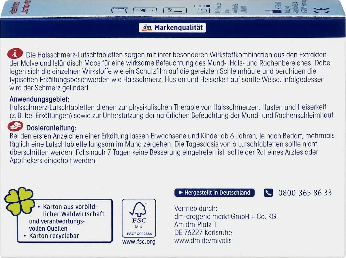 Mivolis Halsschmerz-Lutschtabletten, 24 Lutschtabletten, neu&ovp